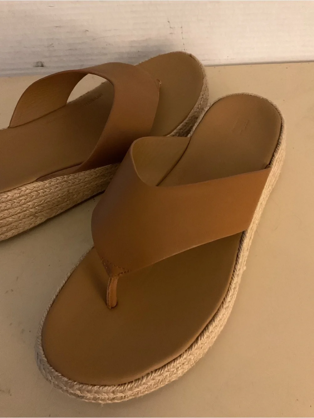 Fitflop women chestnut leather platform F-mode espadrille sandals US 11
